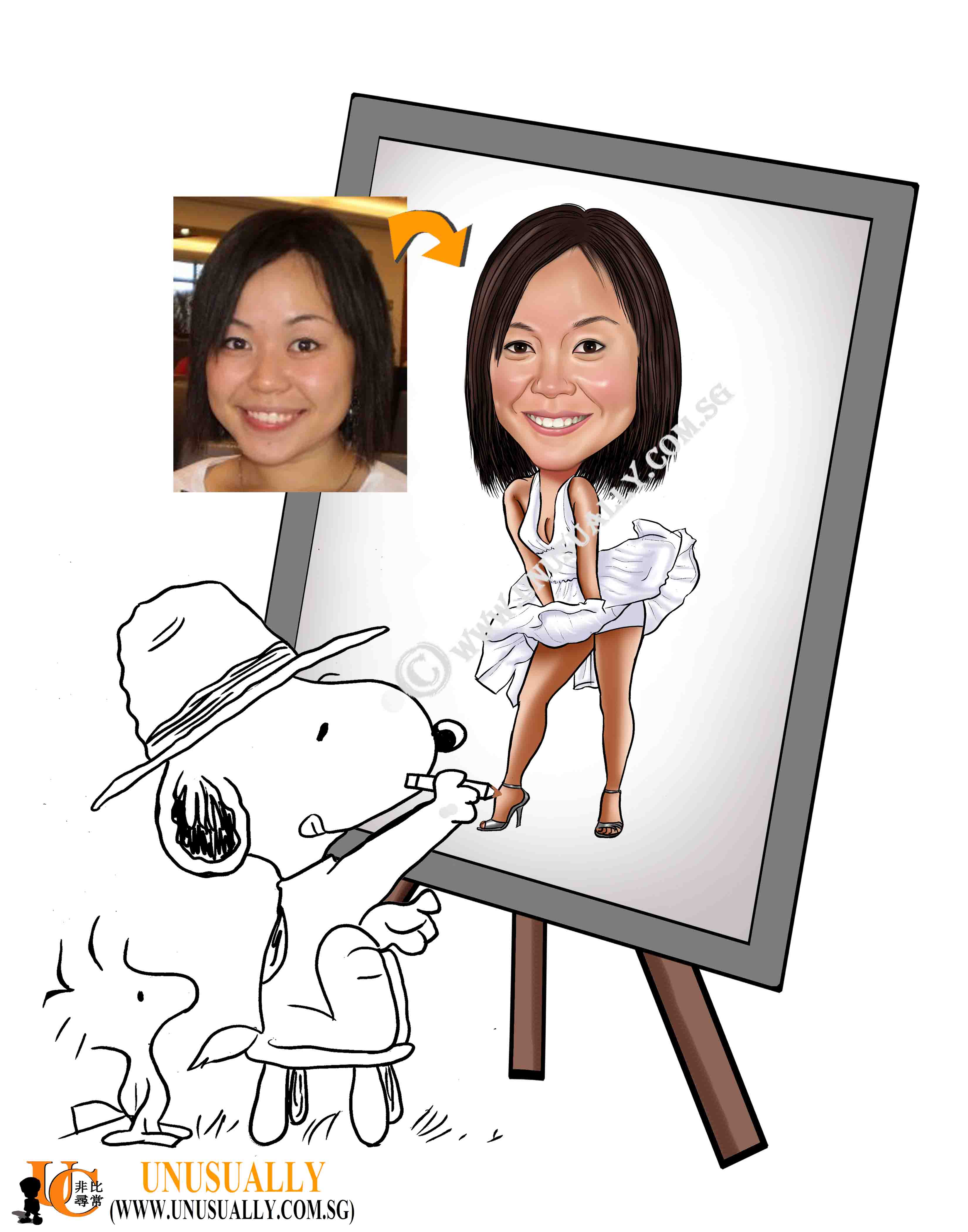 Digital Caricature Lady Drawing